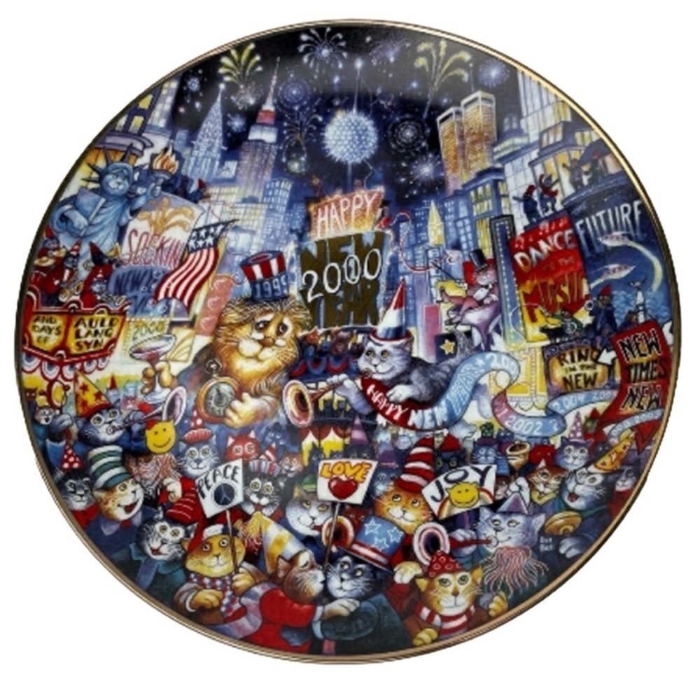 Franklin Mint Collectors Plate Ring In The New Millennium Cats